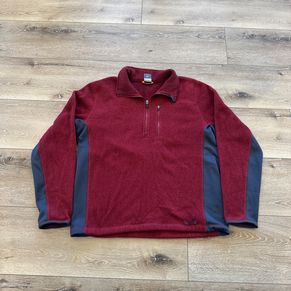 Vintage Nike ACG Jacket Mens L Red Fleece 1/4 Zip Pullover Sweater Y2k
